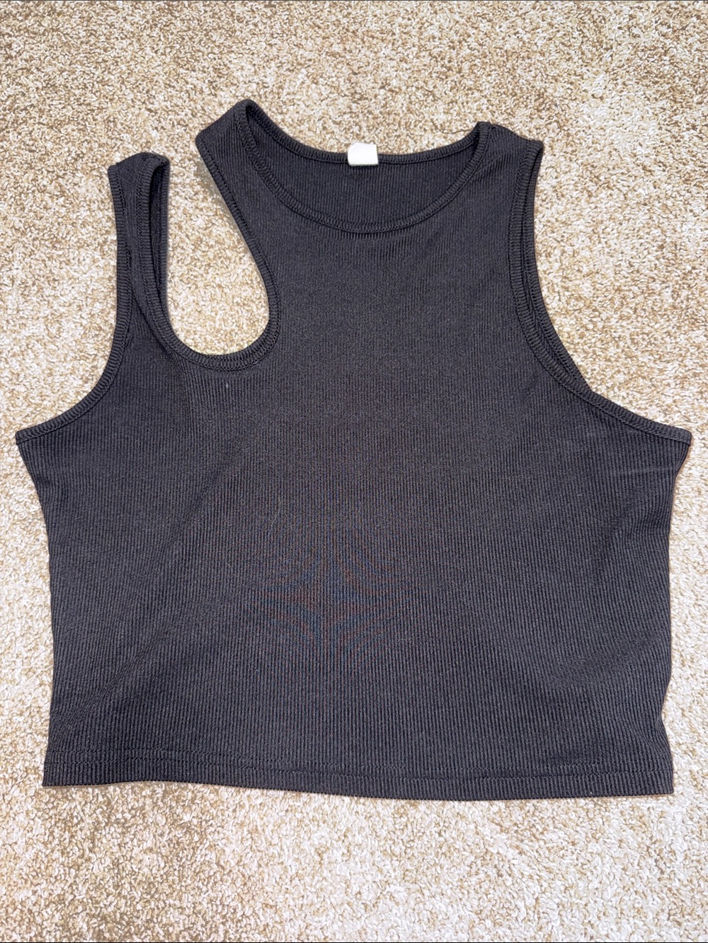 Black Asymmetric Ribbed Tank Top - Women